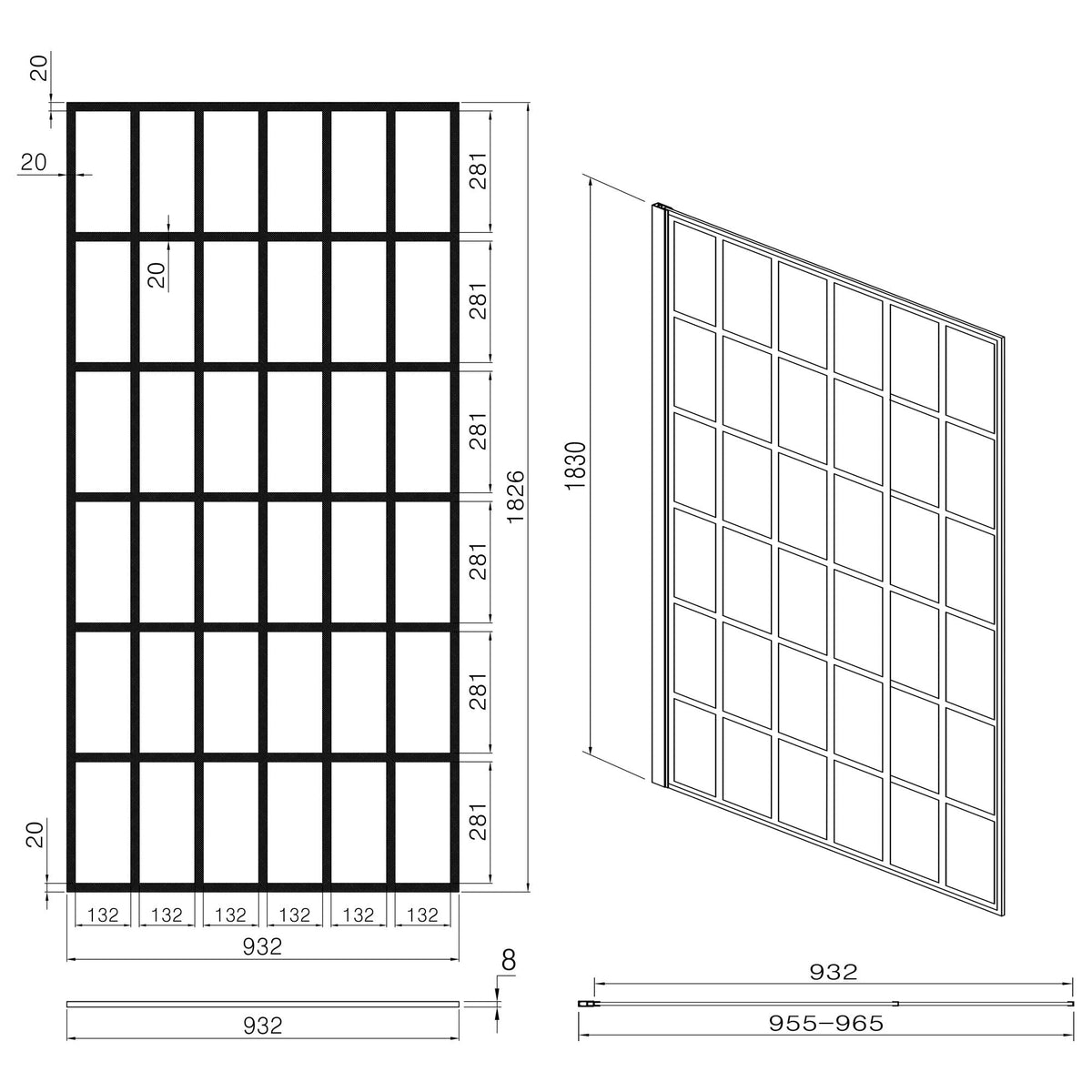 Frameless Fixed Shower Door, Open Entry Design, photo 6 of 8