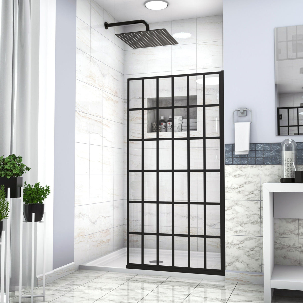 Frameless Fixed Shower Door, Open Entry Design, photo 7 of 8