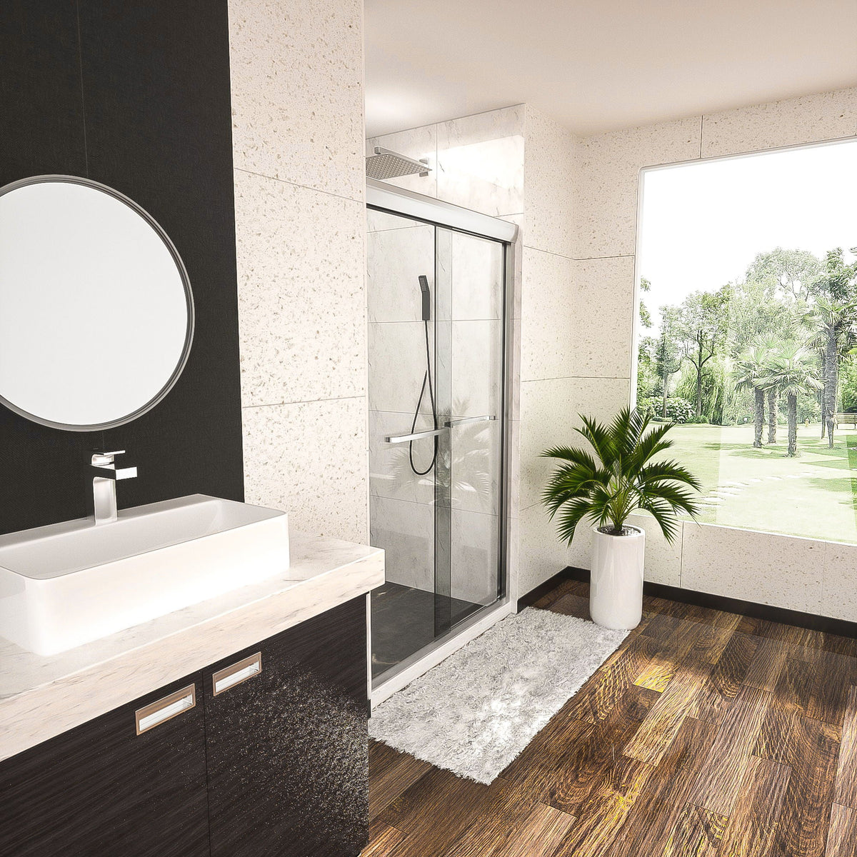 Modern Double Sliding Shower Enclosure, Tempered Glass, photo 10 of 12