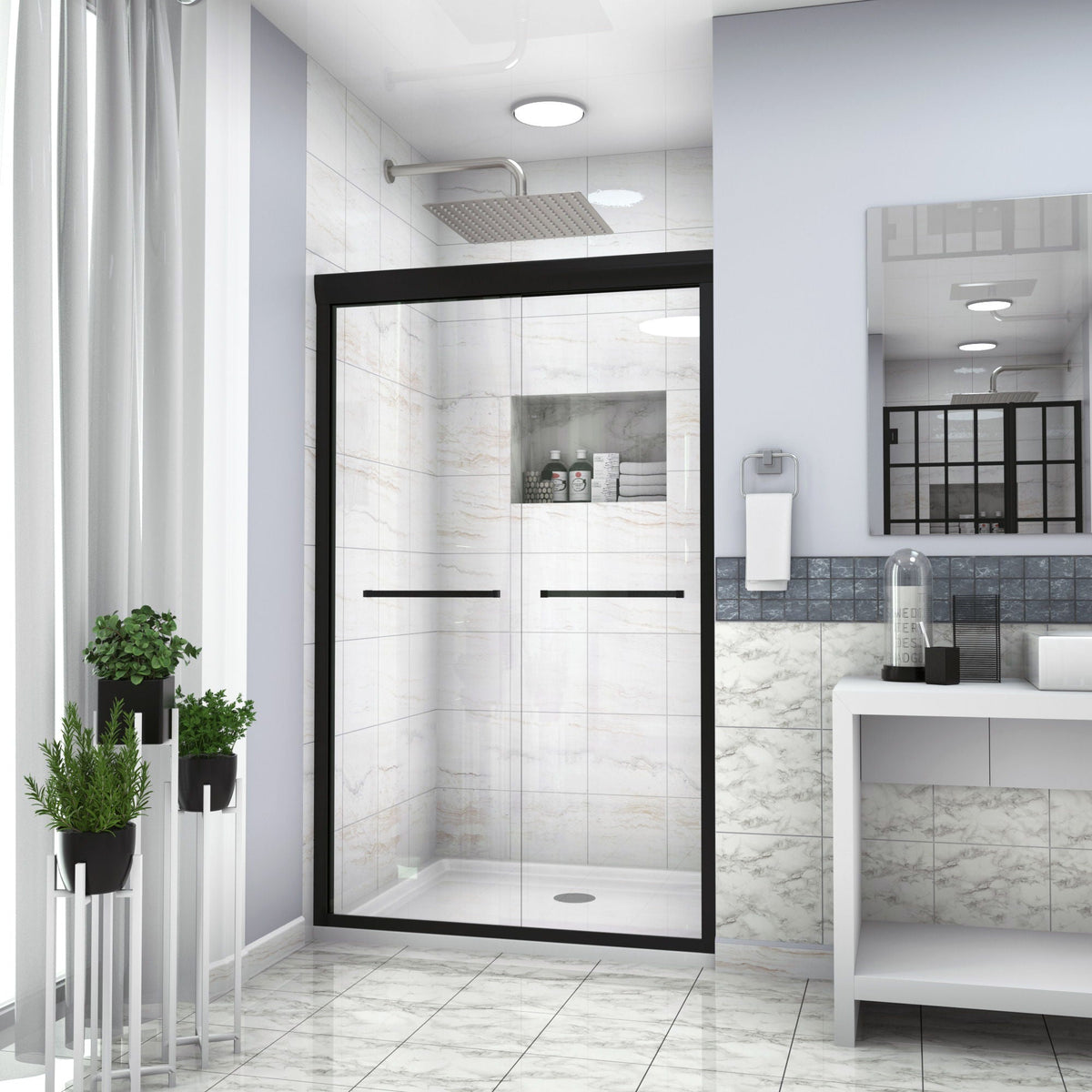 Modern Double Sliding Shower Enclosure, Tempered Glass, photo 5 of 12