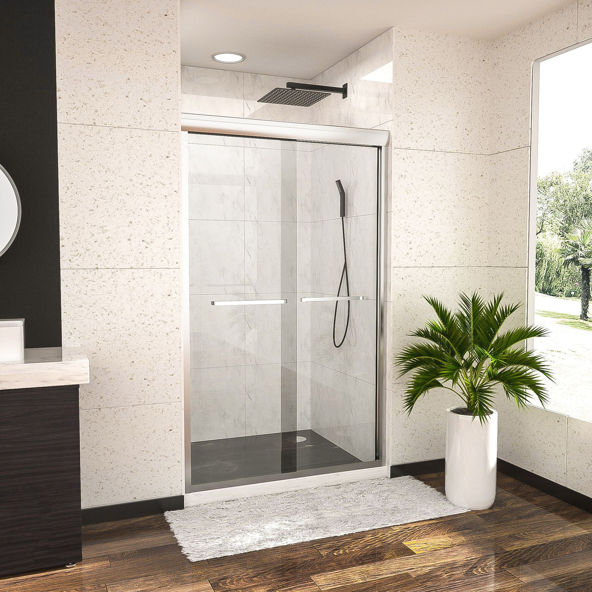 Modern Double Sliding Shower Enclosure, Tempered Glass, photo 8 of 12