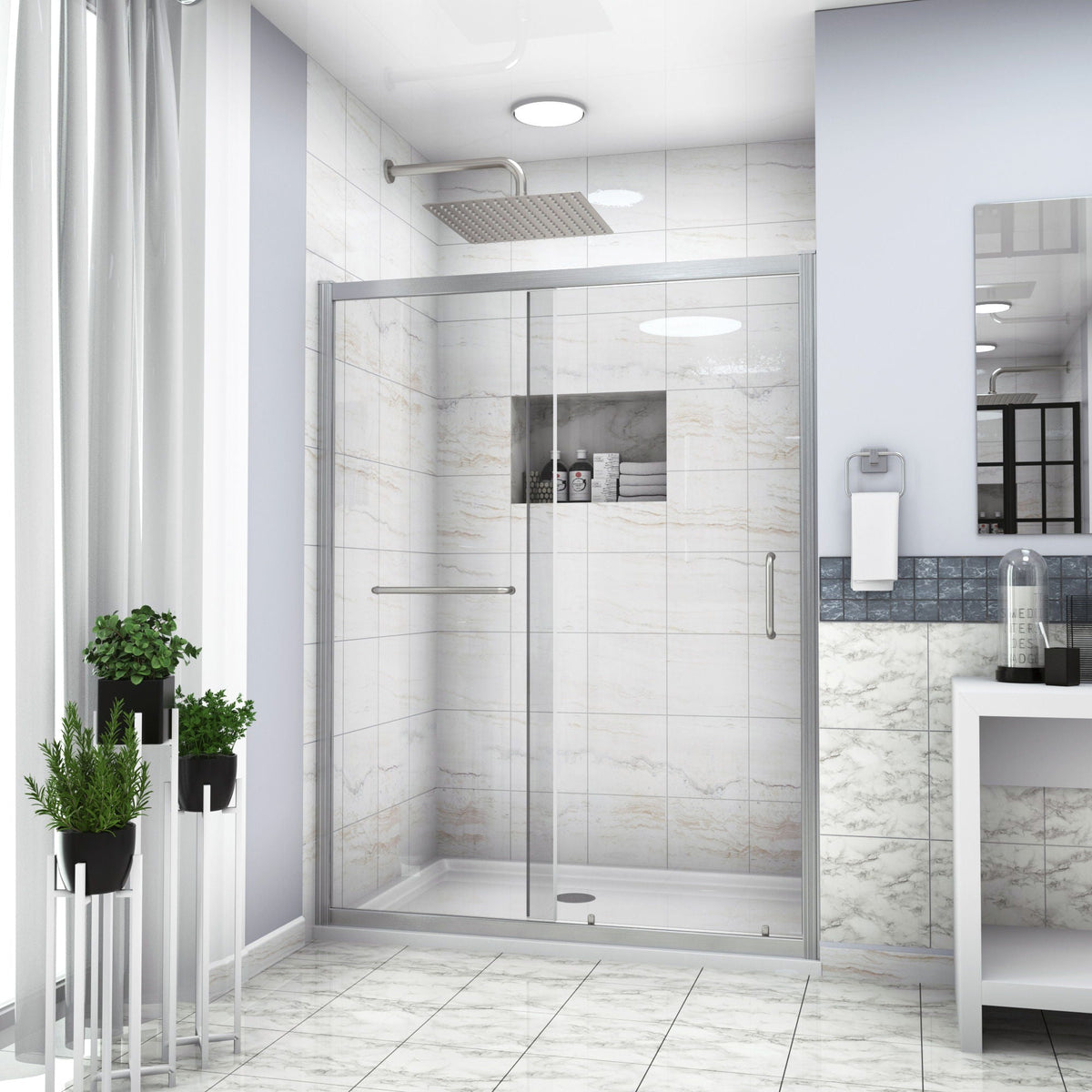 Single Sliding Bypass Shower Door Tempered Glass Enclosure, photo 12 of 15