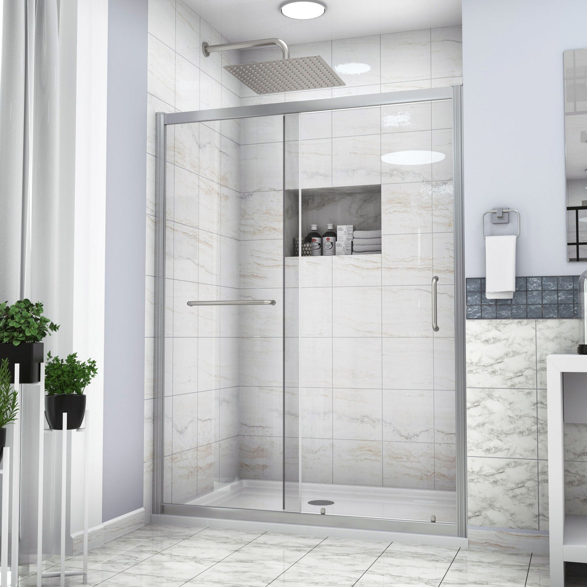 Single Sliding Bypass Shower Door Tempered Glass Enclosure, photo 7 of 15