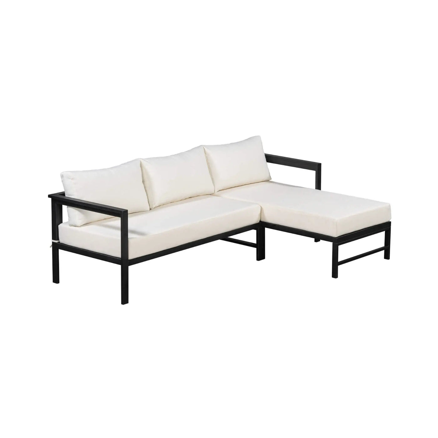 Outdoor 3-Person L-Shaped Patio Sofa With Iron Frame And Thick Cushions [No Coffee Table] (SAK70213) by SAKSBY WHOLESALE