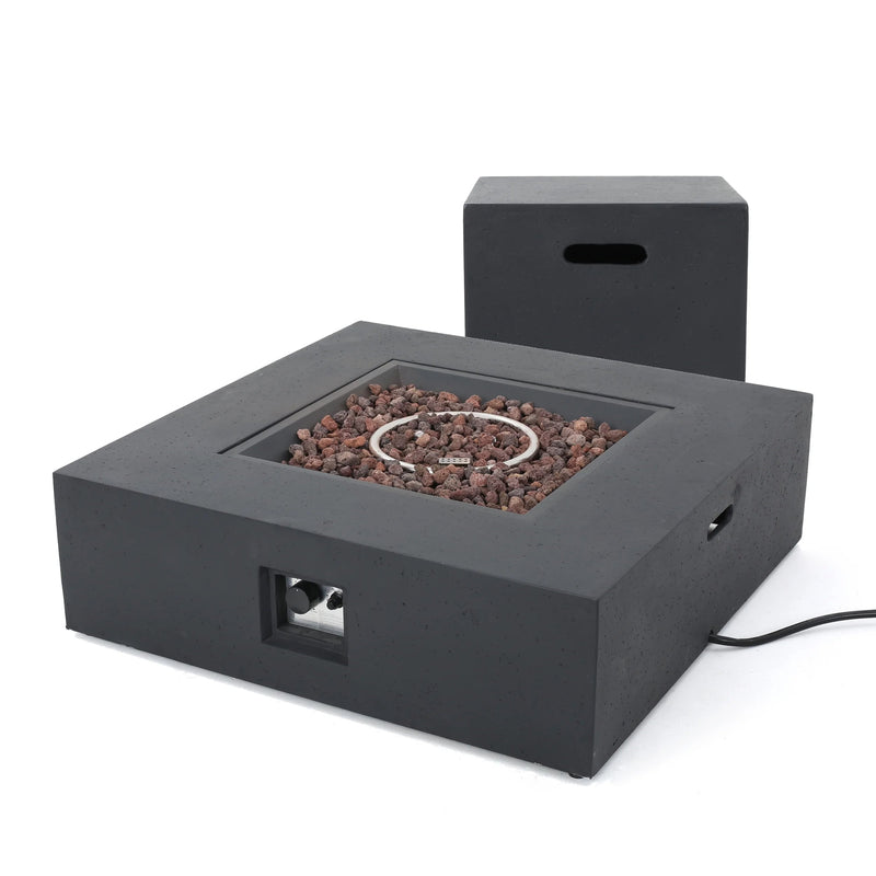 Outdoor 50000 BTU Propane Fire Pit, Dark Grey, with Tank Holder