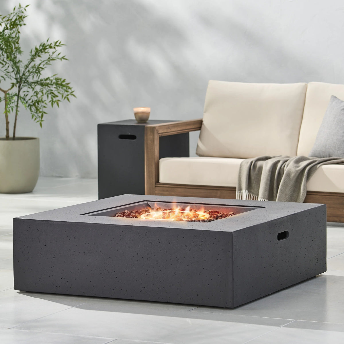 Outdoor 50000 BTU Propane Fire Pit, Dark Grey, with Tank Holder, photo 2 of 9