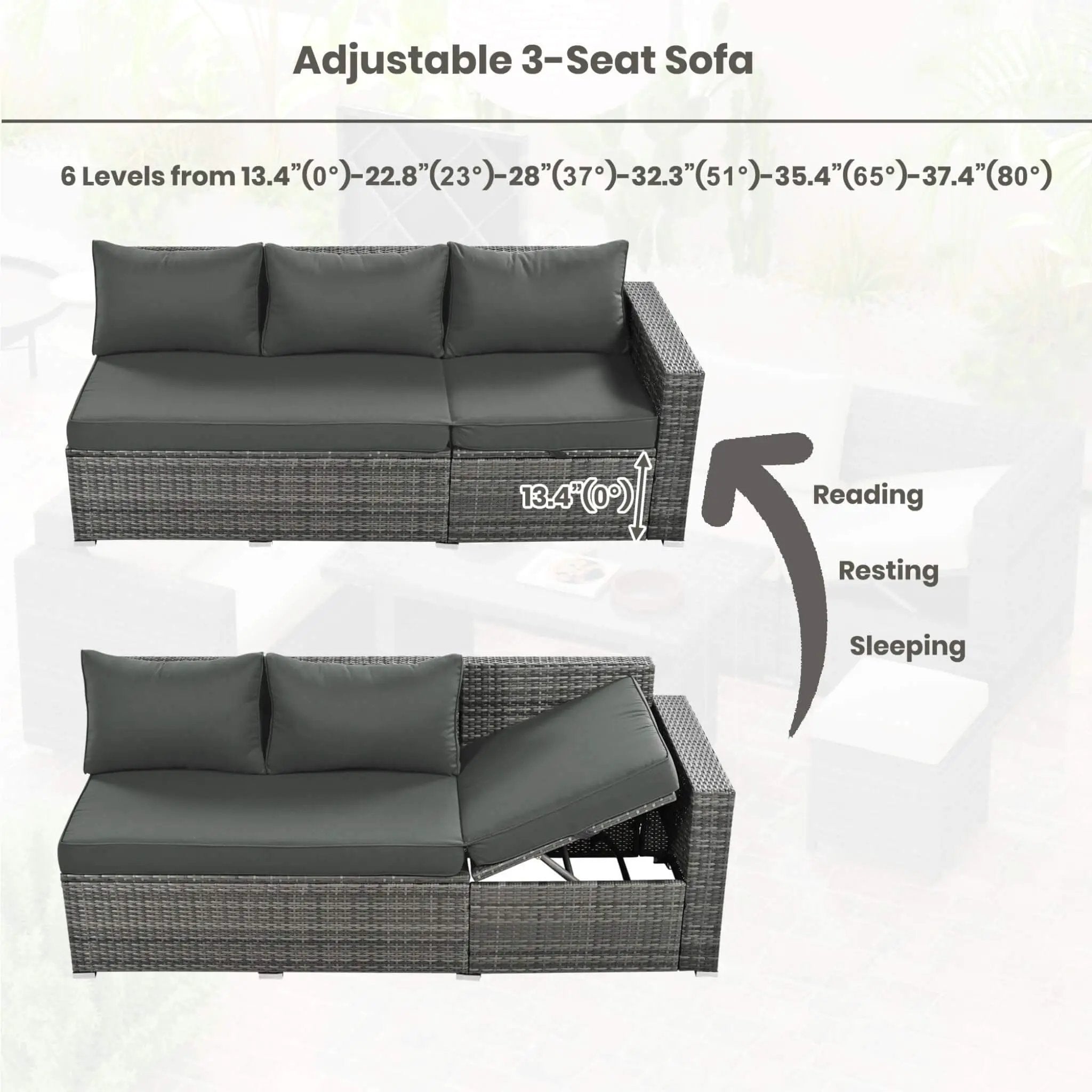 Alora Outdoor 6-Piece All-Weather PE Rattan Sofa Set With Adjustable Seat, Storage Box, Removable Covers, And Tempered Glass Table Top (SAK37221) by SAKSBY WHOLESALE