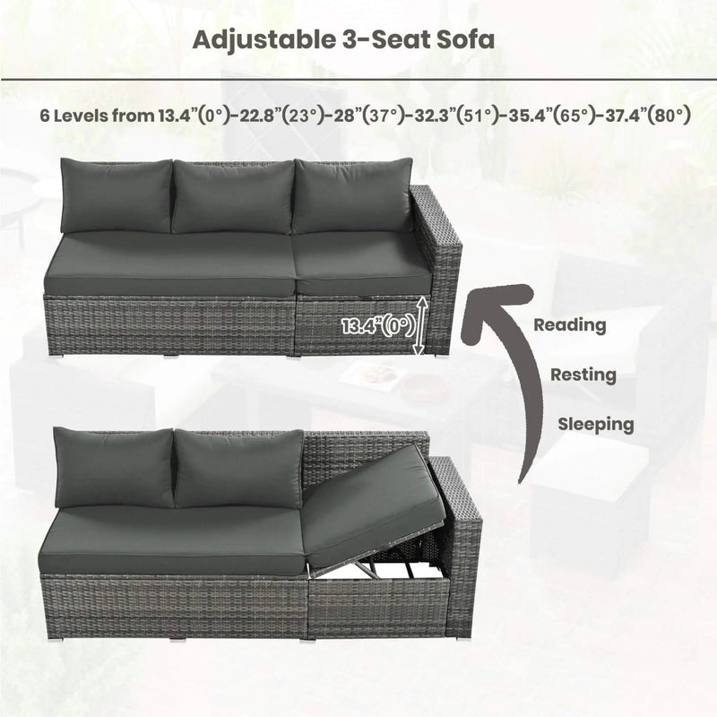 Alora Outdoor 6-Piece All-Weather PE Rattan Sofa Set With Adjustable Seat, Storage Box, Removable Covers, And Tempered Glass Table Top (SAK37221) by SAKSBY WHOLESALE