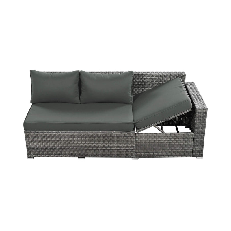 Alora Outdoor 6-Piece All-Weather PE Rattan Sofa Set With Adjustable Seat, Storage Box, Removable Covers, And Tempered Glass Table Top (SAK37221) by SAKSBY WHOLESALE