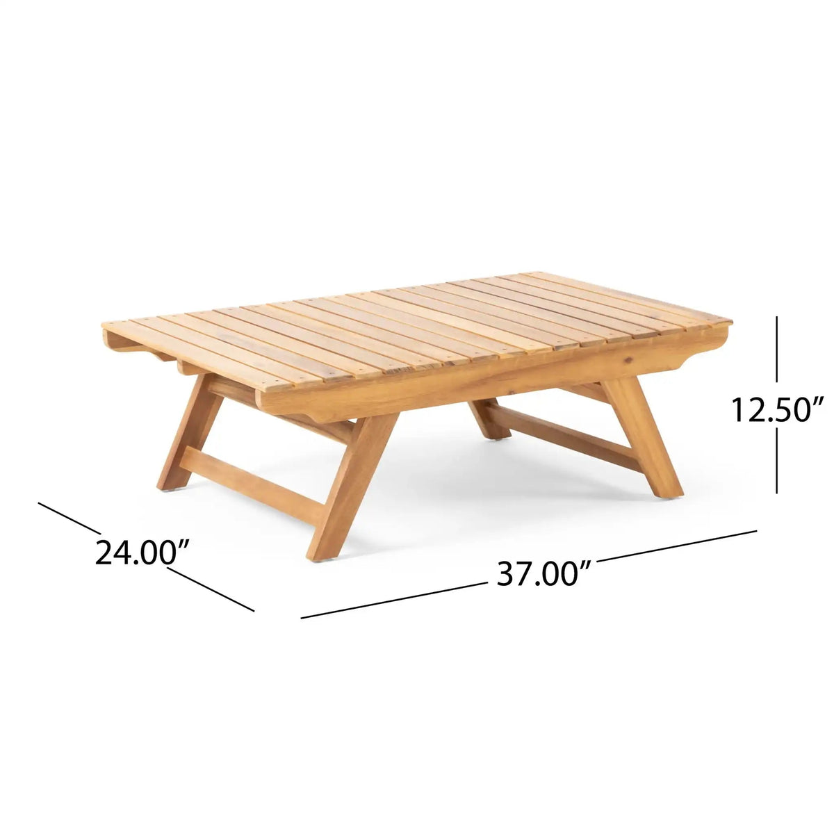 Outdoor Acacia Wood Coffee Table with Open Slat Design - Light Brown or Dark Gray, photo 4 of 8