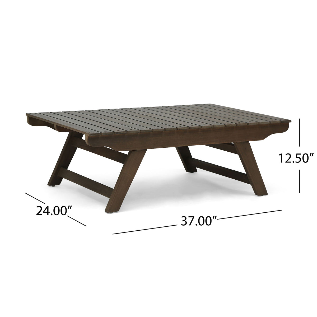 Outdoor Acacia Wood Coffee Table with Open Slat Design - Light Brown or Dark Gray, photo 8 of 8