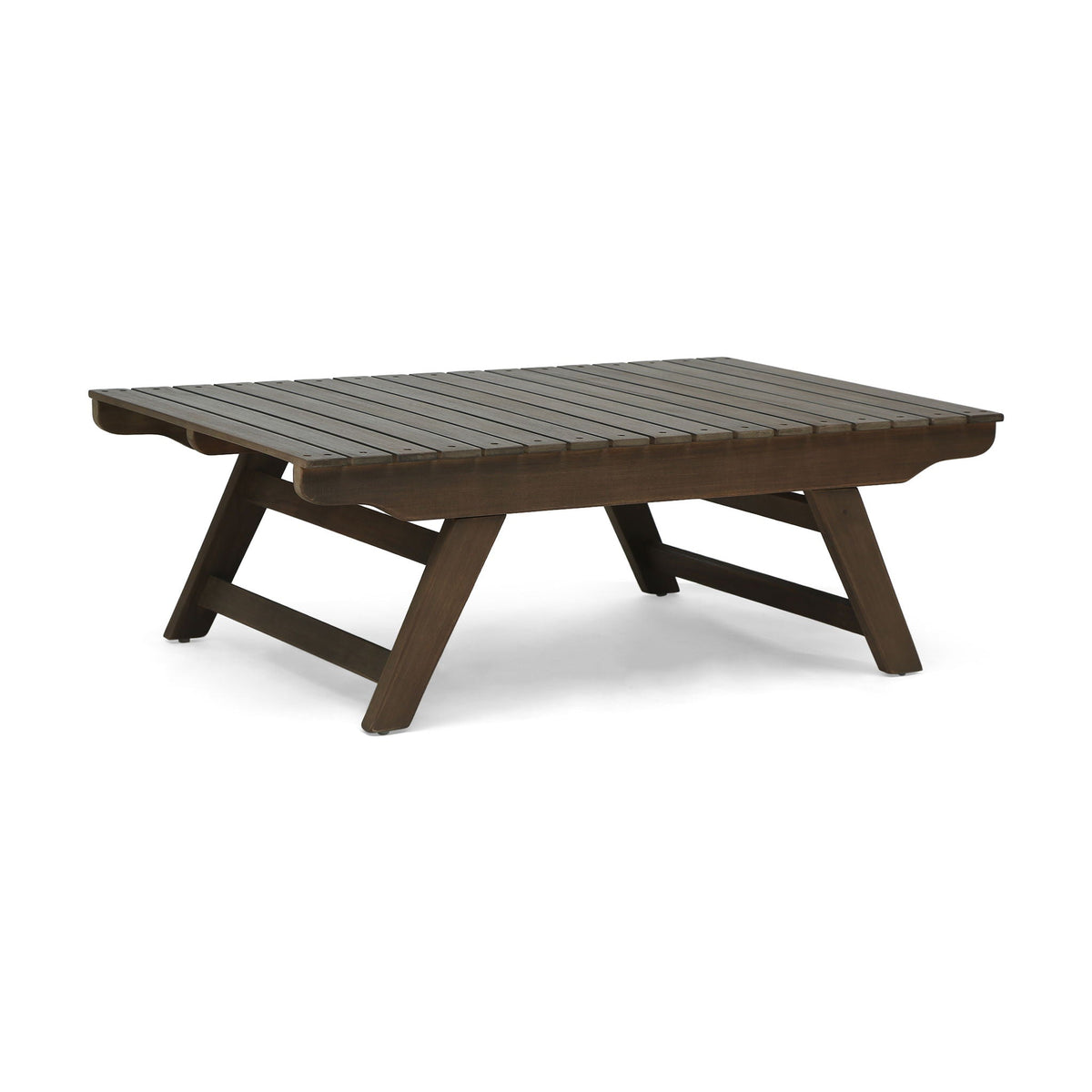 Outdoor Acacia Wood Coffee Table with Open Slat Design - Light Brown or Dark Gray, photo 3 of 8