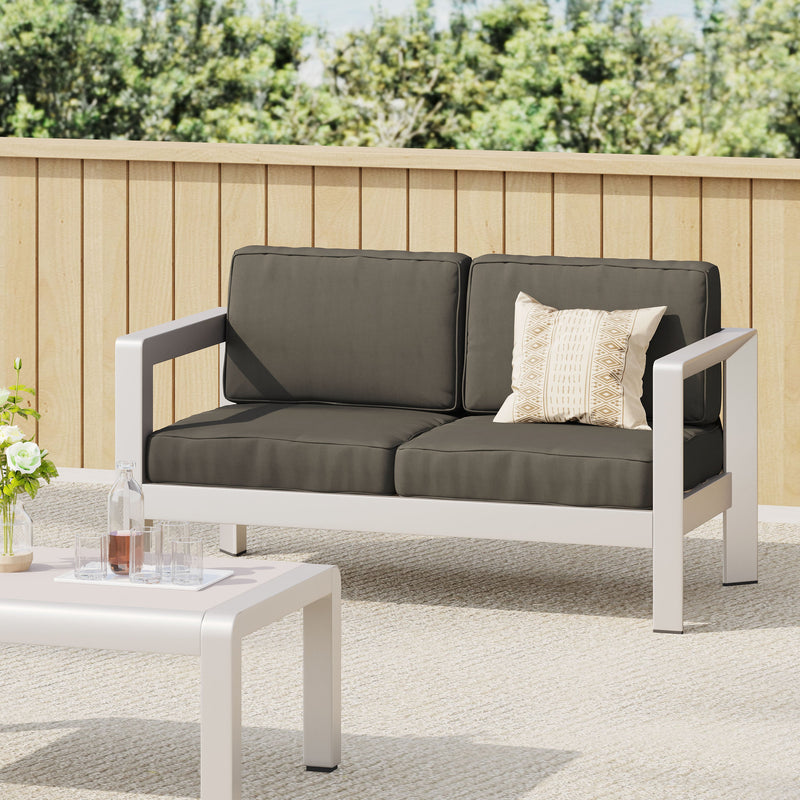 Outdoor Aluminum Loveseat – Low-Profile Patio Seating with Deep Cushions, photo 3 of 14