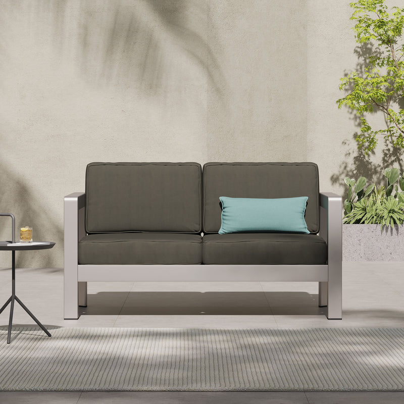 Outdoor Aluminum Loveseat – Low-Profile Patio Seating with Deep Cushions, photo 5 of 14
