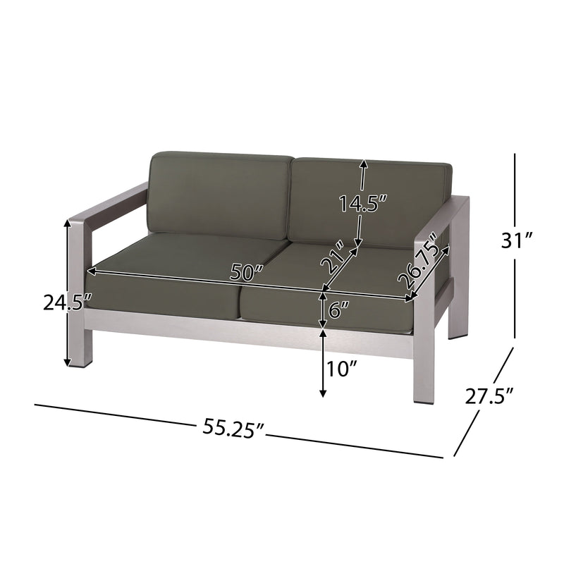 Outdoor Aluminum Loveseat – Low-Profile Patio Seating with Deep Cushions, photo 6 of 14