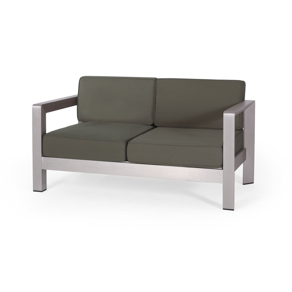 Outdoor Aluminum Loveseat – Low-Profile Patio Seating with Deep Cushions, photo 7 of 14