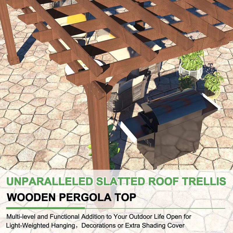 Alora Outdoor Cedar Wood Patio Pergola With Slatted Trellis Roof (SAK92150) by SAKSBY WHOLESALE
