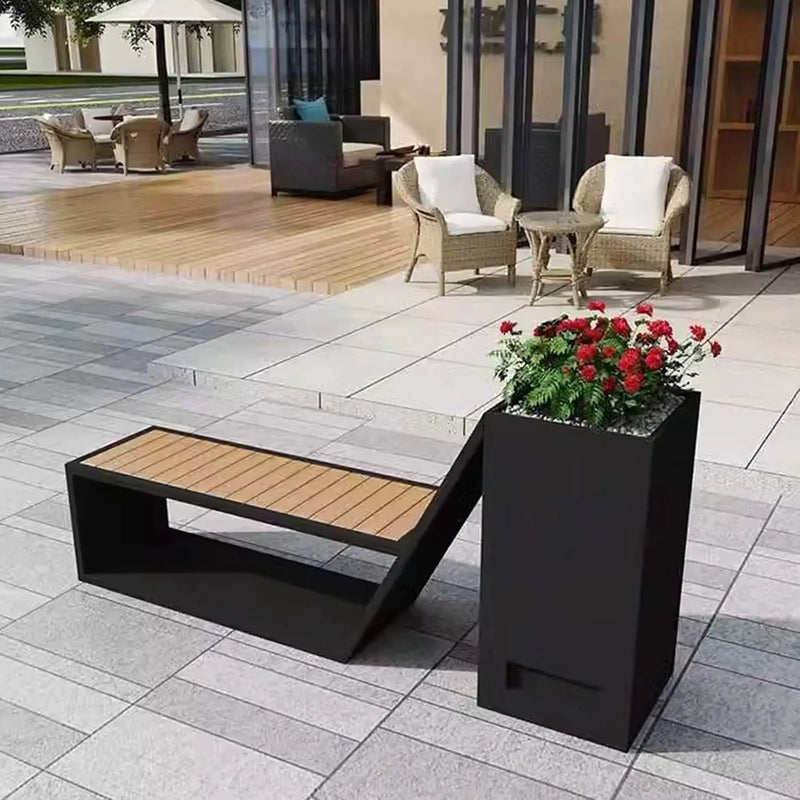 4FT Outdoor Commercial All-Weather Metal Bench With Planter Box [Made-To-Order] (SAK57219) by SAKSBY WHOLESALE