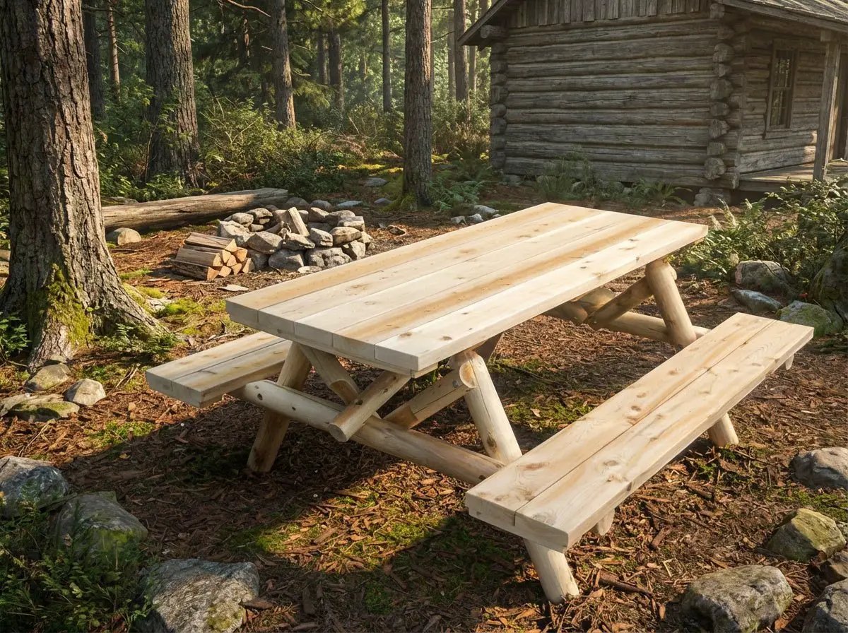 Outdoor Farmhouse Dining Table by Cedar Creek Rustic Furniture