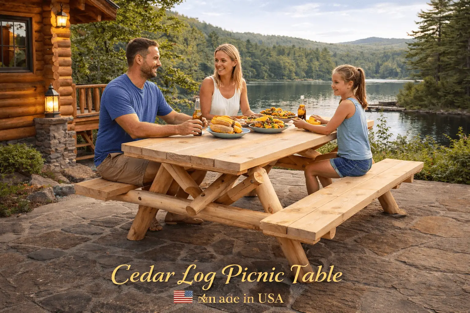 Outdoor Farmhouse Dining Table by Cedar Creek Rustic Furniture
