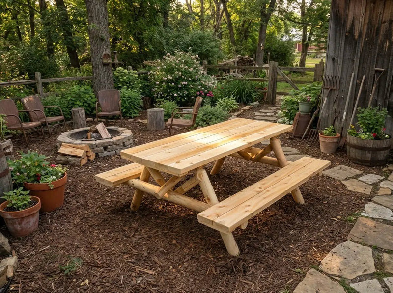 Outdoor Farmhouse Dining Table by Cedar Creek Rustic Furniture