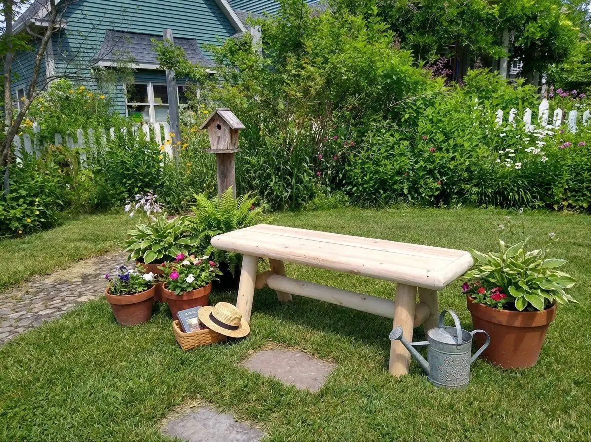 Outdoor Farmhouse Entryway Bench by Cedar Creek Rustic Furniture