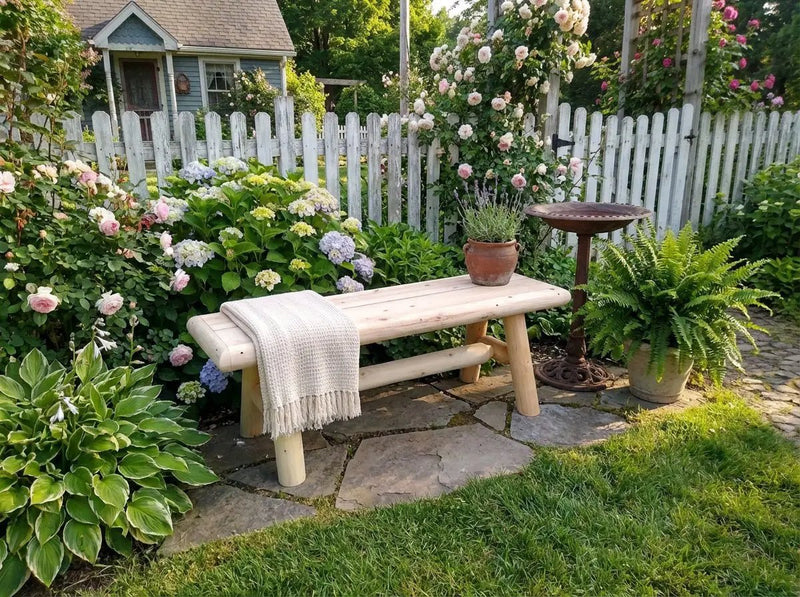 Outdoor Farmhouse Entryway Bench by Cedar Creek Rustic Furniture