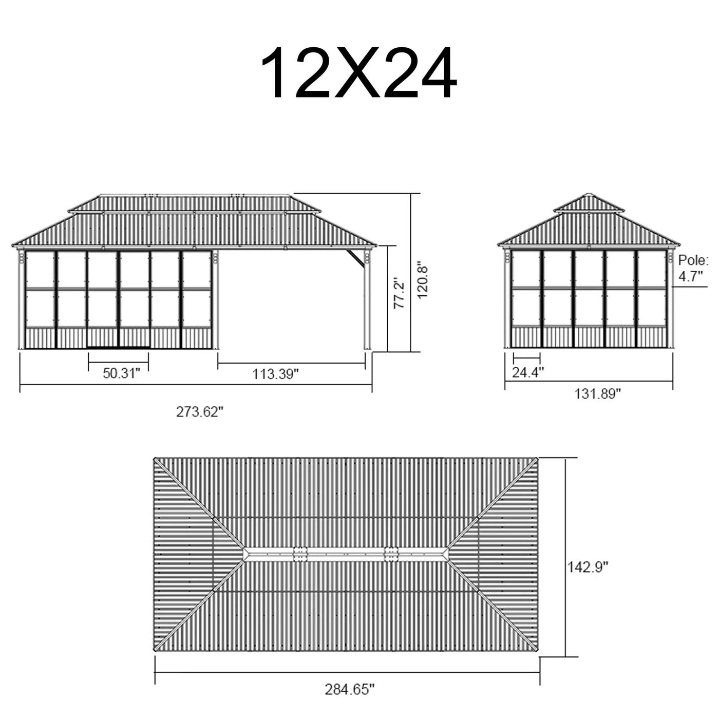 Alora Vista Outdoor Hardtop Aluminum Solarium With Double Roof And LED Lights (SAK42086) by SAKSBY WHOLESALE