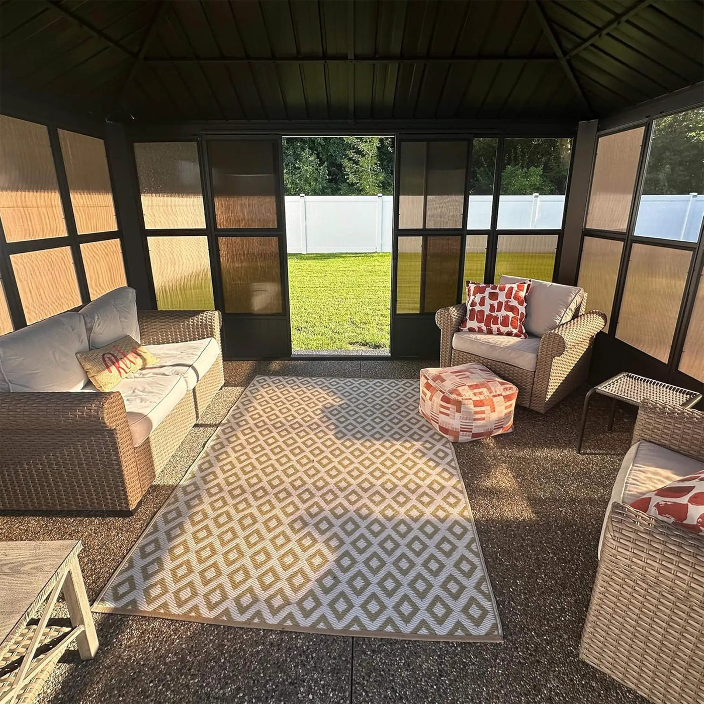 Alora Vista Outdoor Hardtop Aluminum Solarium With Double Roof And LED Lights (SAK42086) by SAKSBY WHOLESALE