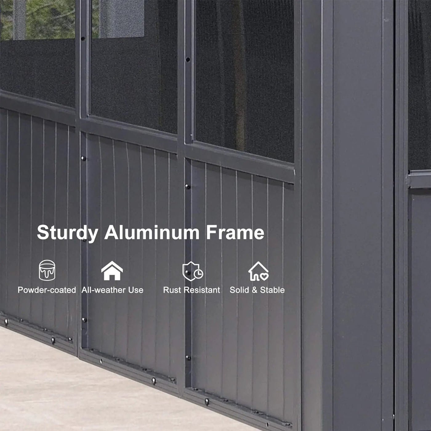 Alora Vista Outdoor Hardtop Aluminum Solarium With Double Roof And LED Lights (SAK42086) by SAKSBY WHOLESALE