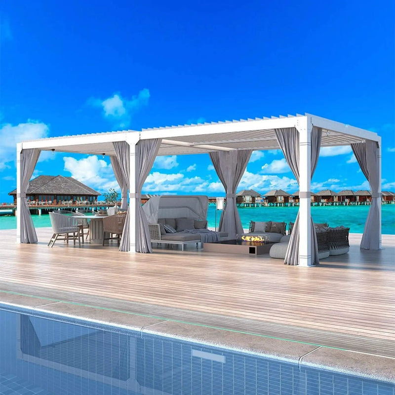[12X20FT] Alora Outdoor Hardtop Louvered Pergola With Adjustable Aluminum Rainproof Roof (SAK18625) by SAKSBY WHOLESALE