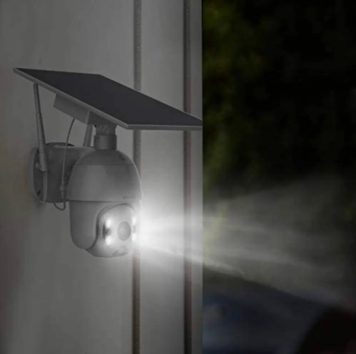 Outdoor Home Security Camera, Wireless WiFi Pan Tilt 360° View Spotlight Solar Battery Powered System, Motion Detection and Siren, Color Night Vision, 2-Way Talk, Remote by Outdoor Solar Outlet