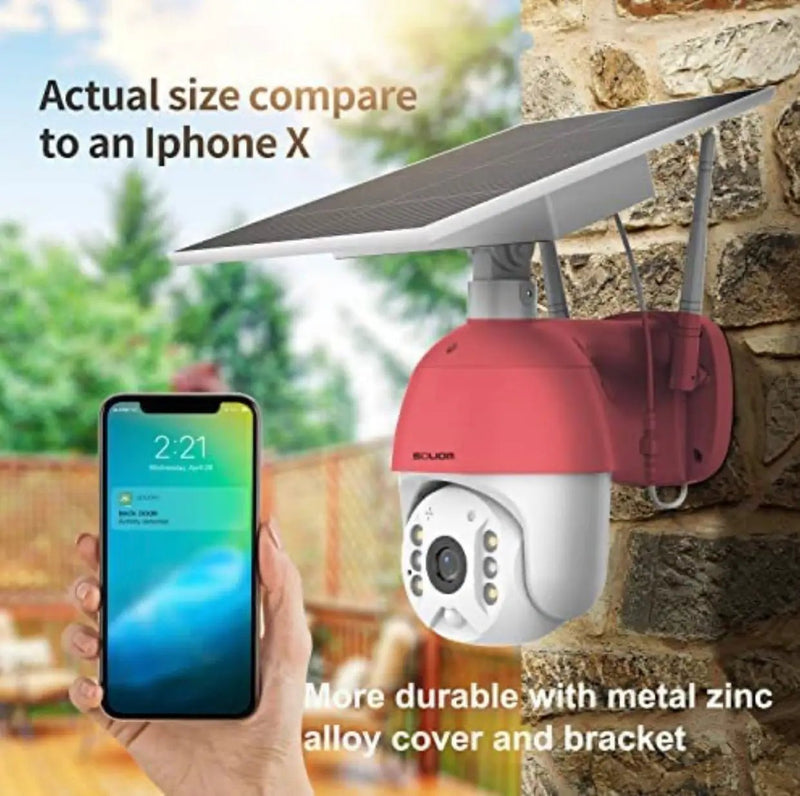 Outdoor Home Security Camera, Wireless WiFi Pan Tilt 360° View Spotlight Solar Battery Powered System, Motion Detection and Siren, Color Night Vision, 2-Way Talk, Remote by Outdoor Solar Outlet