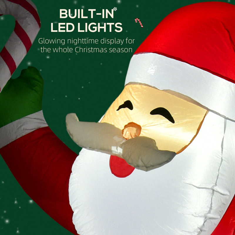 Outdoor Inflatable Santa Claus with Candy Cane, 8-Foot, LED Lights, photo 6 of 8
