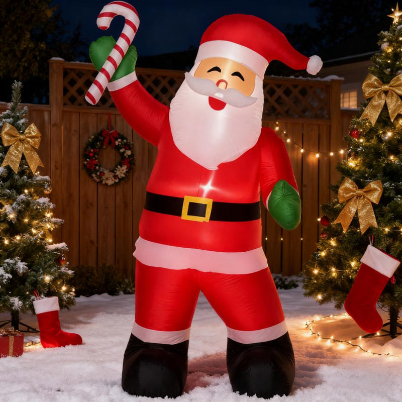 Outdoor Inflatable Santa Claus with Candy Cane, 8-Foot, LED Lights, photo 8 of 8