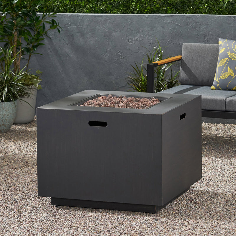 33" Outdoor Iron Square Propane Fire Pit - Brushed Brown, photo 11 of 15