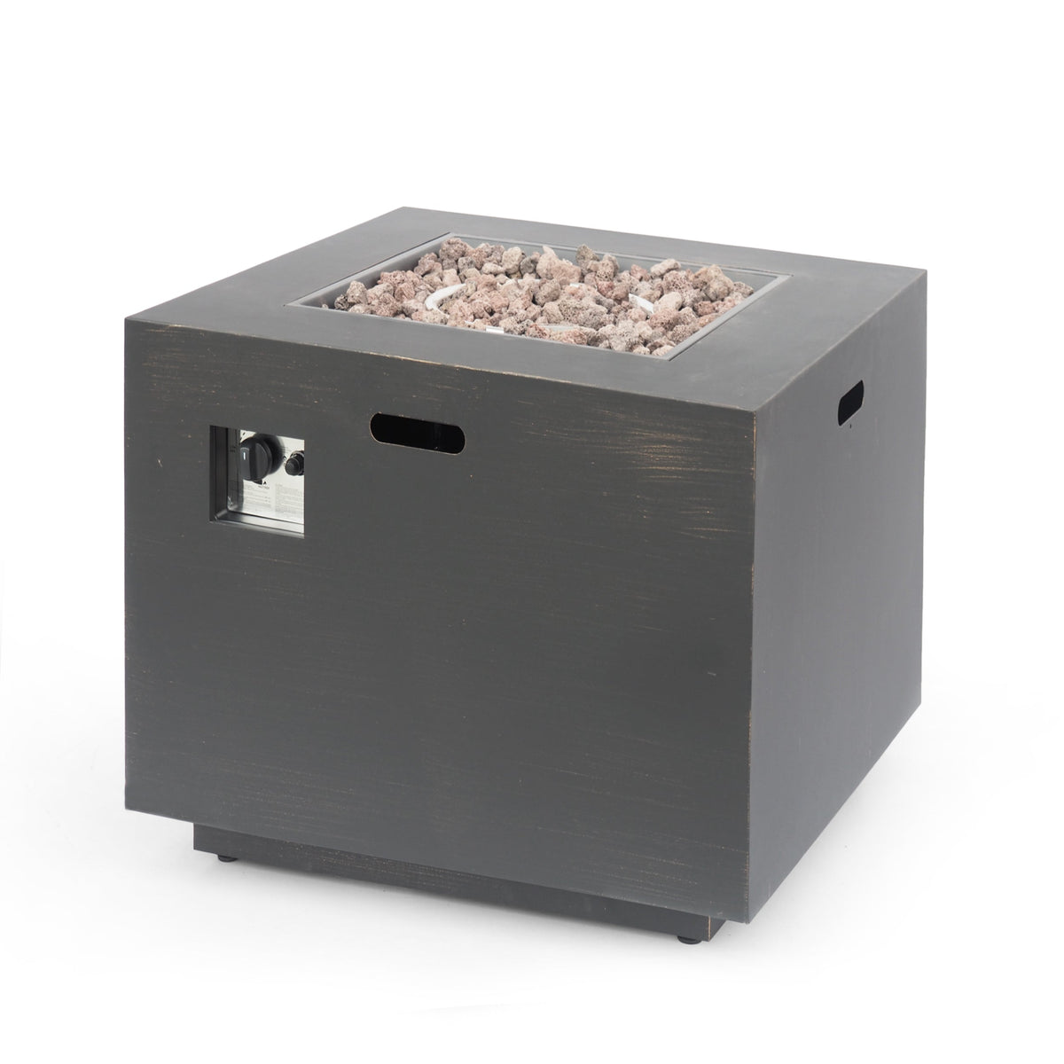 33" Outdoor Iron Square Propane Fire Pit - Brushed Brown, photo 12 of 15