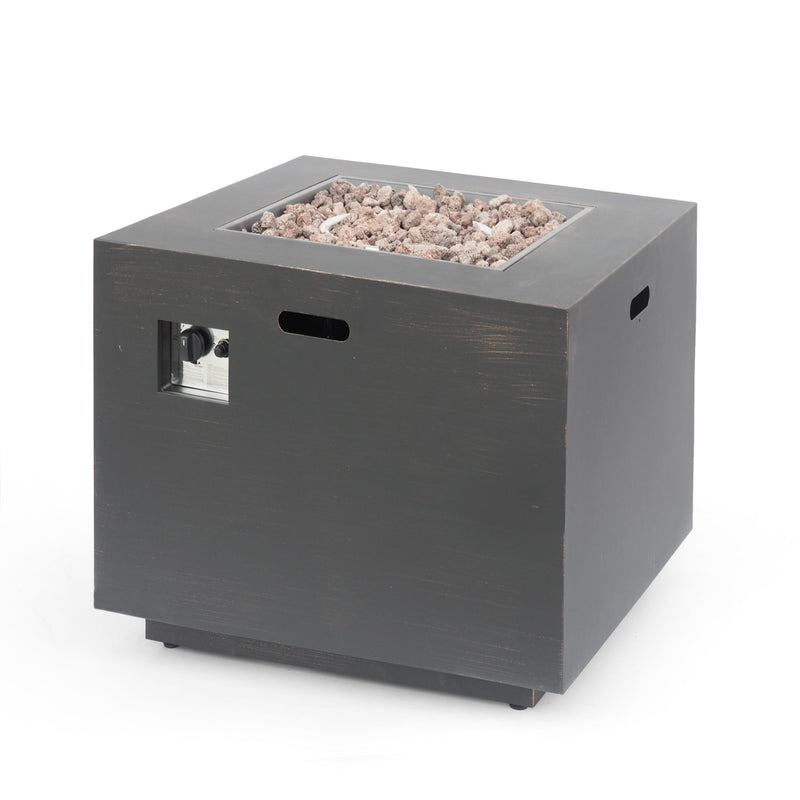 33" Outdoor Iron Square Propane Fire Pit - Brushed Brown, photo 12 of 15