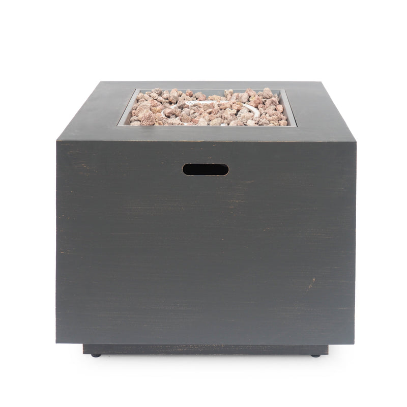 33" Outdoor Iron Square Propane Fire Pit - Brushed Brown, photo 5 of 15