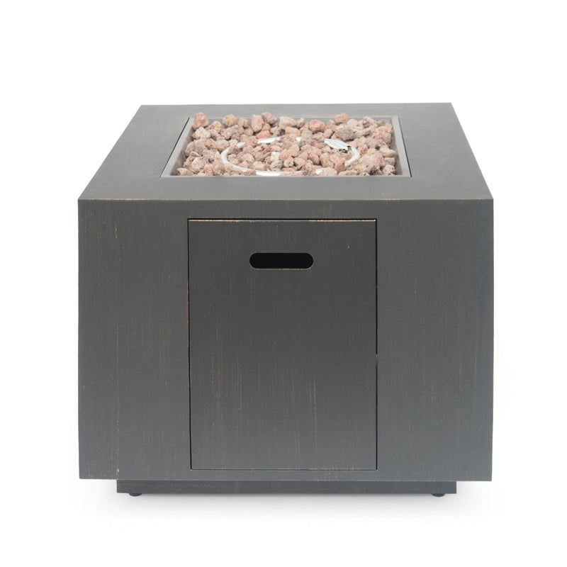 33" Outdoor Iron Square Propane Fire Pit - Brushed Brown, photo 7 of 15