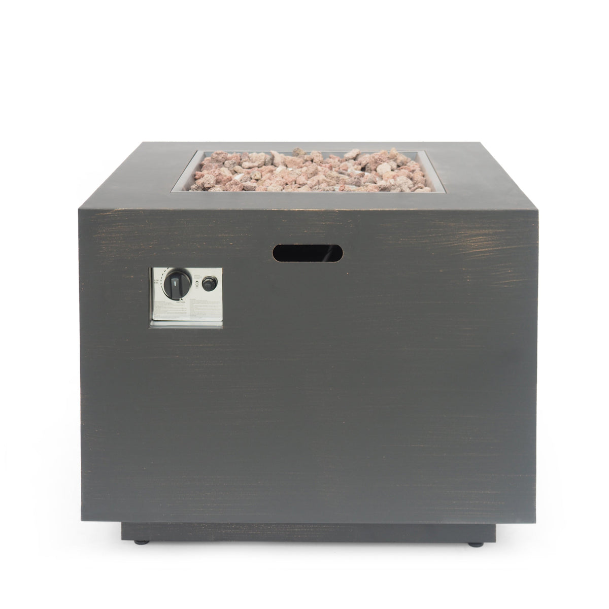 33" Outdoor Iron Square Propane Fire Pit - Brushed Brown, photo 8 of 15