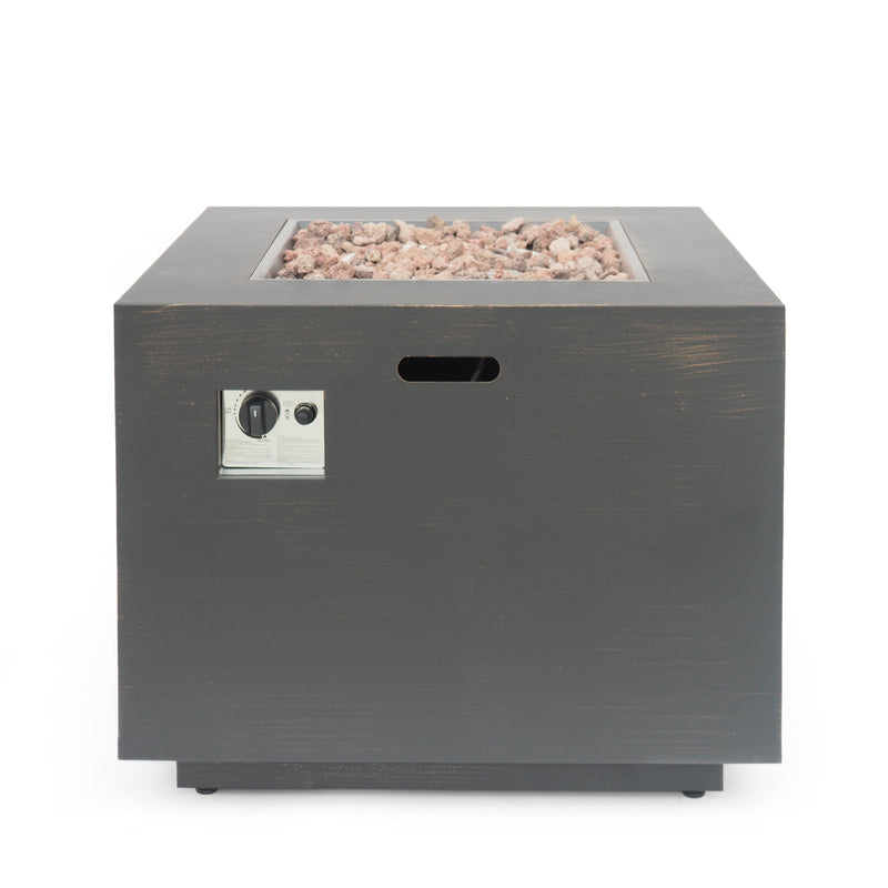 33" Outdoor Iron Square Propane Fire Pit - Brushed Brown, photo 8 of 15