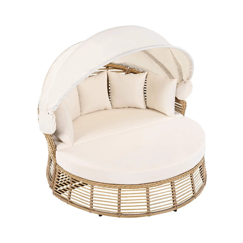 Alora 53-Inch Outdoor Patio Rattan Round Wicker Daybed With Retractable Canopy (SAK69241) by SAKSBY WHOLESALE