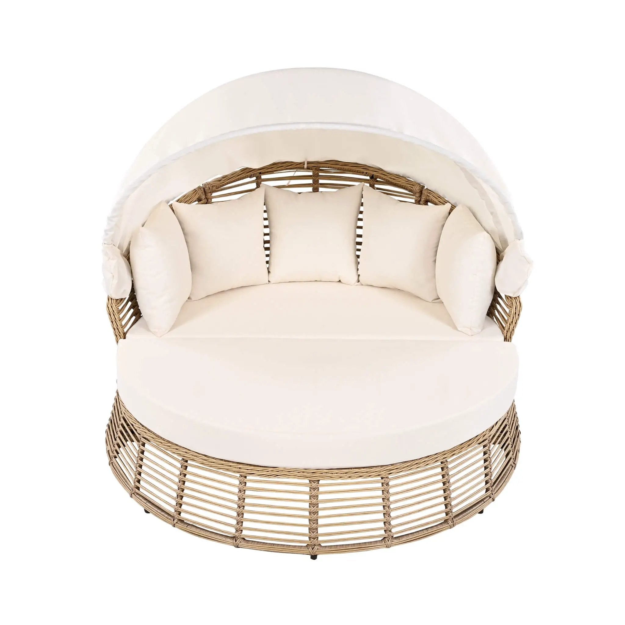 Alora 53-Inch Outdoor Patio Rattan Round Wicker Daybed With Retractable Canopy (SAK69241) by SAKSBY WHOLESALE