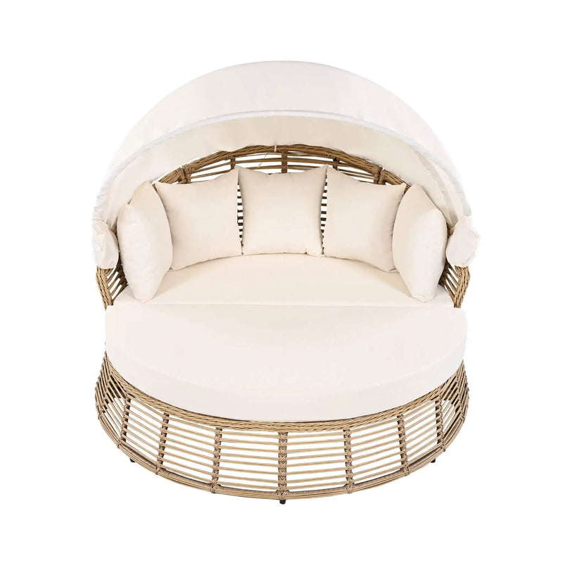 Alora 53-Inch Outdoor Patio Rattan Round Wicker Daybed With Retractable Canopy (SAK69241) by SAKSBY WHOLESALE