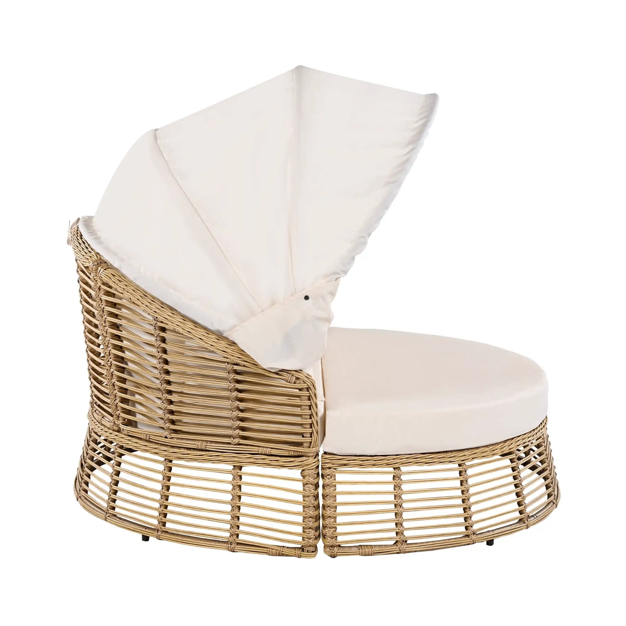 Alora 53-Inch Outdoor Patio Rattan Round Wicker Daybed With Retractable Canopy (SAK69241) by SAKSBY WHOLESALE