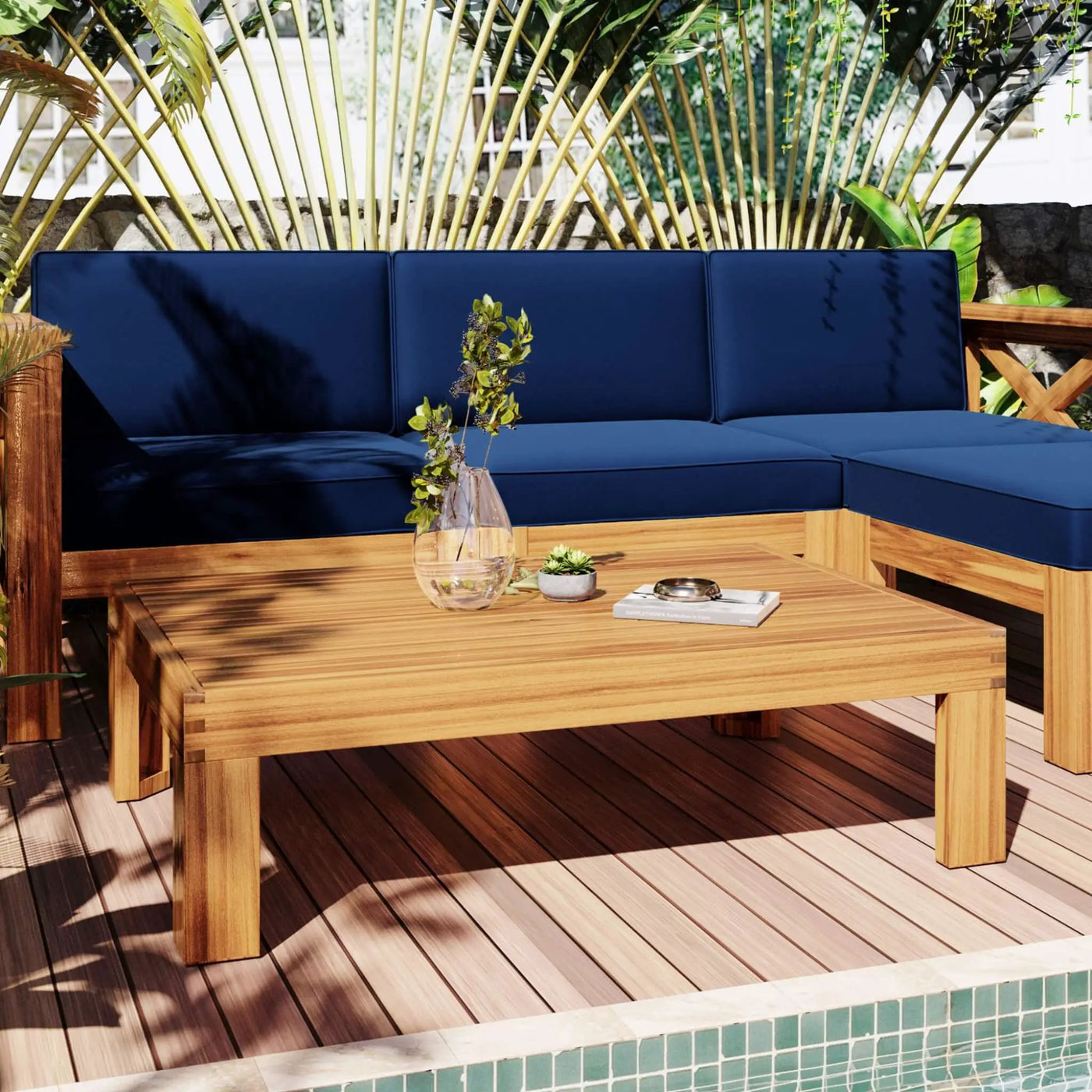 Alora 5-Piece Outdoor Patio Wood Sectional Sofa Set With Cushions (SAK31297) by SAKSBY WHOLESALE