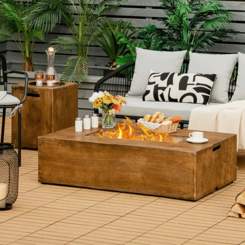 Alora Outdoor Propane Gas Fire Pit Table W/ Lava Rocks & Cover, 50K BTU (SAK94436) by SAKSBY WHOLESALE