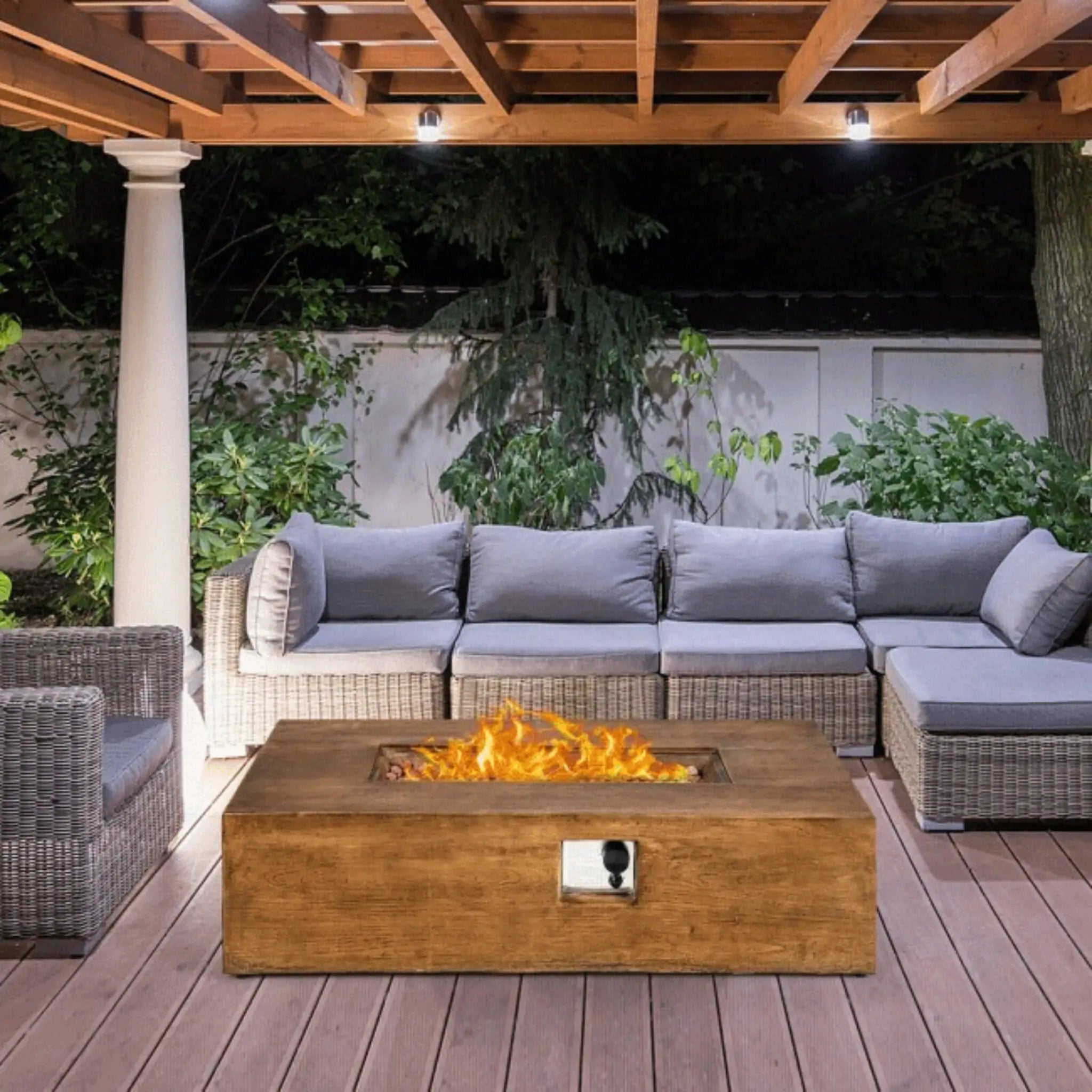 Alora Outdoor Propane Gas Fire Pit Table W/ Lava Rocks & Cover, 50K BTU (SAK94436) by SAKSBY WHOLESALE