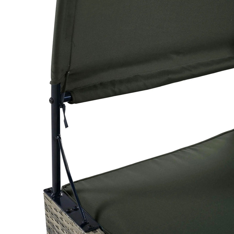 Alora Outdoor Rattan Patio Daybed With Adjustable Backrest, Canopy Roof, Storage Box And Cup Holders (SAK54220) by SAKSBY WHOLESALE